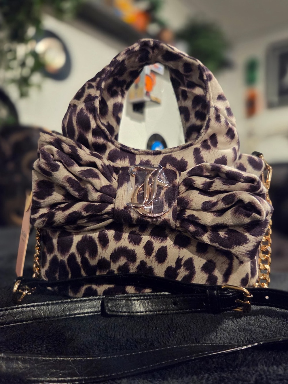 NEW Juicy Couture Snow Leopard Bow D Up Mini Tote bag with strap #leopard #juicy